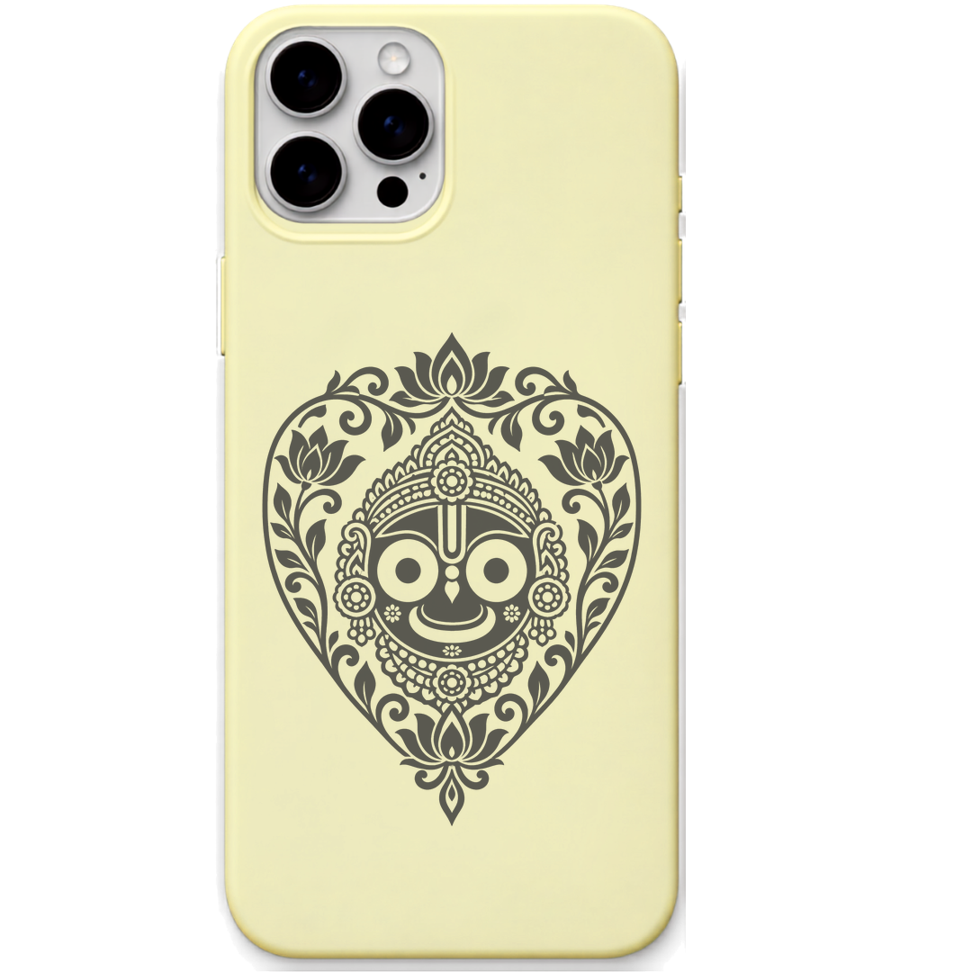 Heart Full of Jagannath engraved pastel silicone phone cover in Lemon Yellow