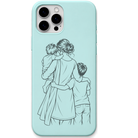 Double Trouble Mums Team mum three children line art engraved pastel silicone phone cover in Mint Green