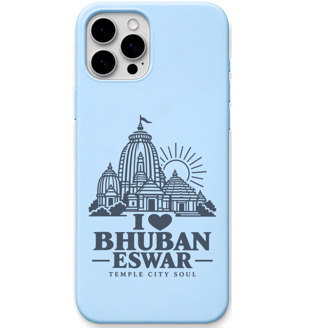 Bhubaneswar Temple City Soul engraved pastel silicone phone cover in Sky Blue