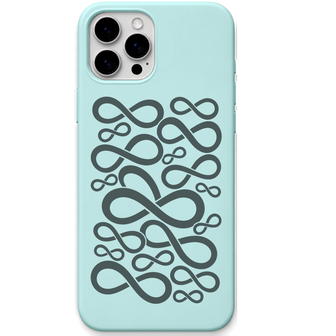 Infinite Possibilities infinity repeat pattern engraved pastel silicone phone cover in Mint Green
