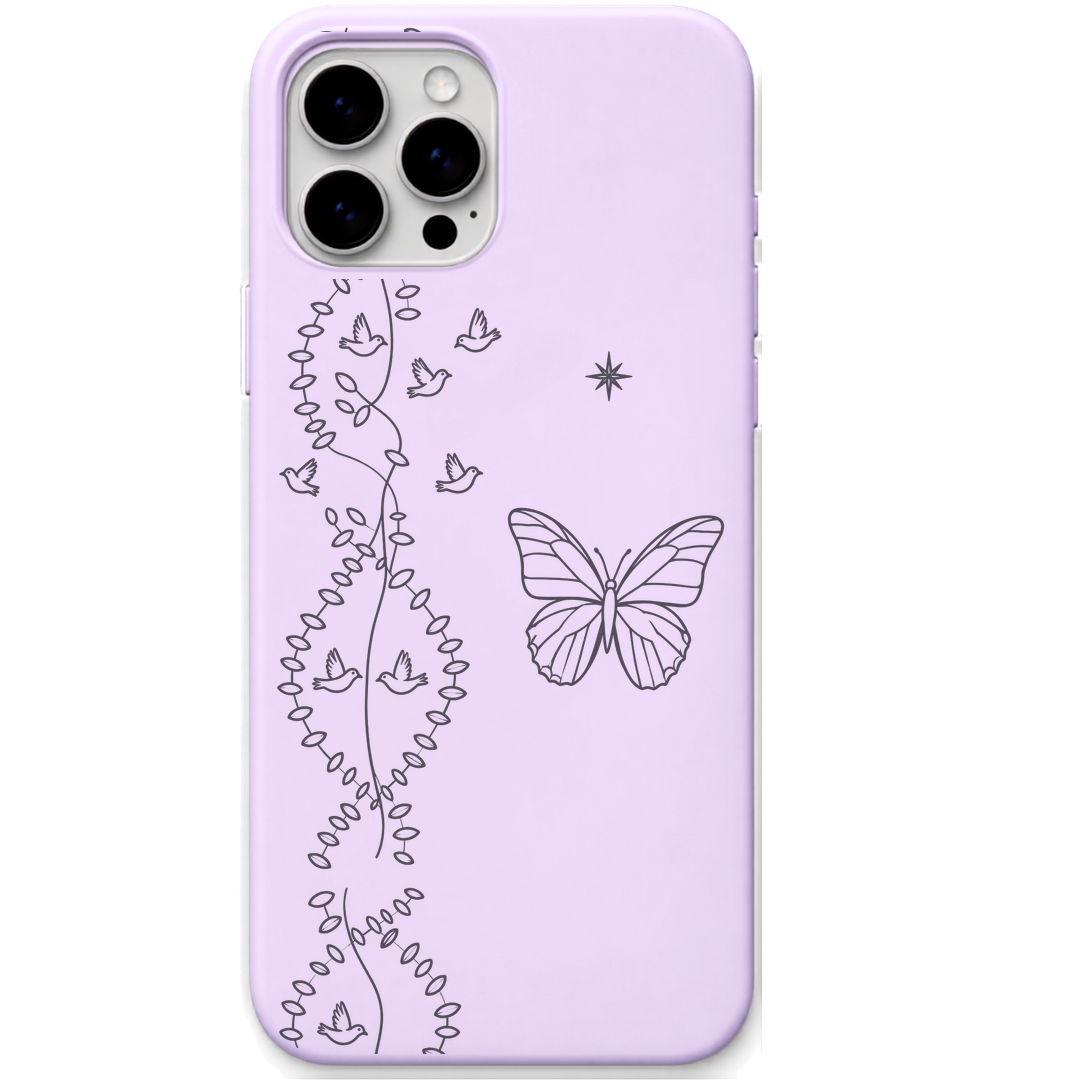Wings Of Hope engraved silicone phone cover in Lavender