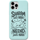 Sharam Aati Nahi Neend Jaati Nahi sleepy cat meme engraved silicone phone cover in Mint Green