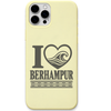 I Love Berhampur engraved pastel silicone phone cover in Lemon Yellow