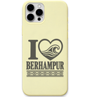 I Love Berhampur engraved pastel silicone phone cover in Lemon Yellow
