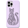 Ornamental Cat botanical cat engraved pastel silicone phone cover in Lavender