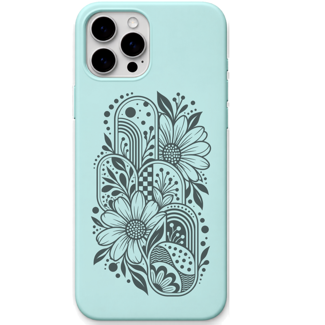 Bloom Mosaic floral paisley mosaic engraved pastel silicone phone cover in Mint Green