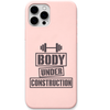 Body Under Construction gym motivation quote engraved silicone phone cover in Blush Pink