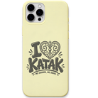 I Love Katak Filigree Heart engraved pastel silicone phone cover in Lemon Yellow