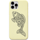 One Fish Endless Flow Pattachitra engraved pastel silicone phone cover in Lemon Yellow