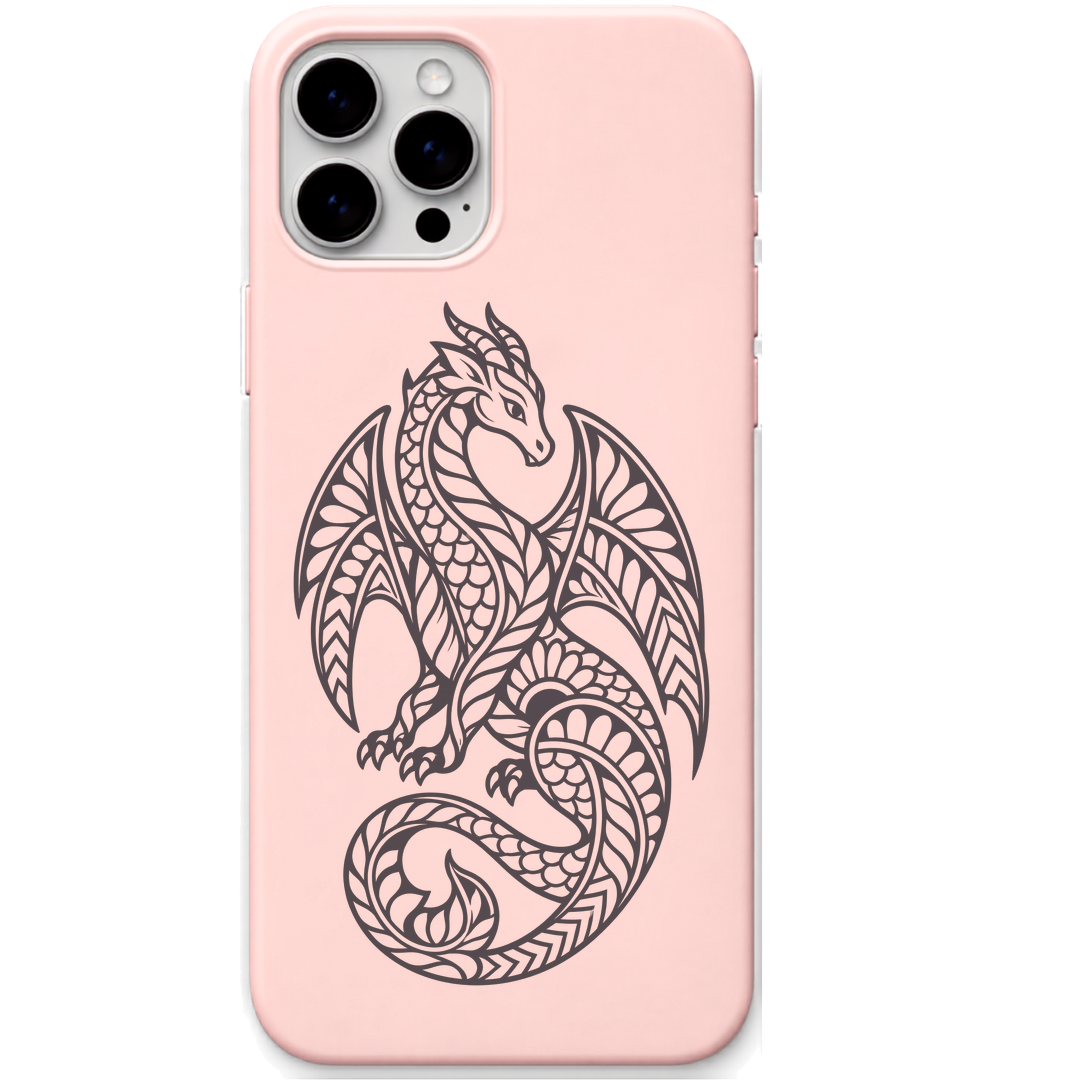 Dreamguard Dragon ornamental dragon engraved pastel silicone phone cover in Blush Pink