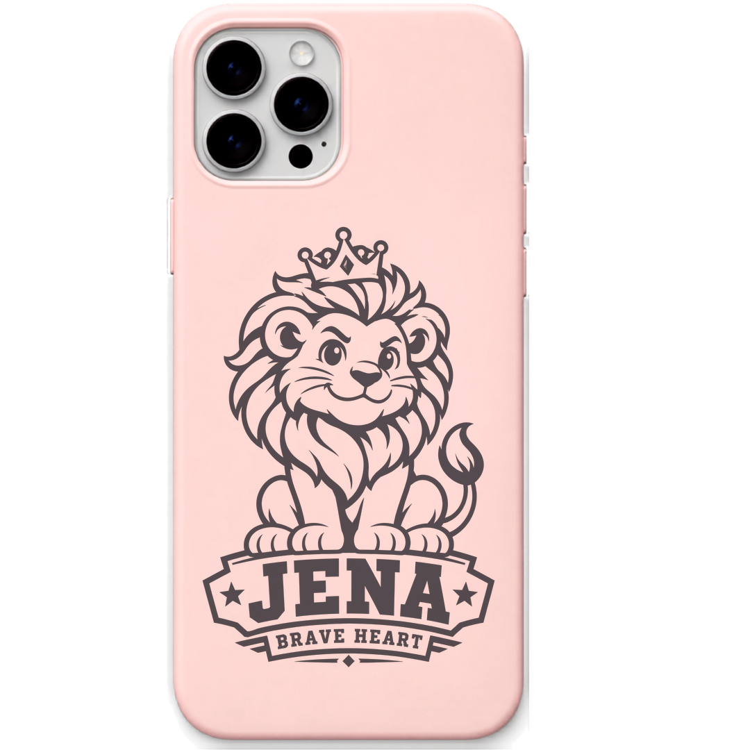 Jena Brave Heart Lion engraved pastel silicone phone cover in Blush Pink