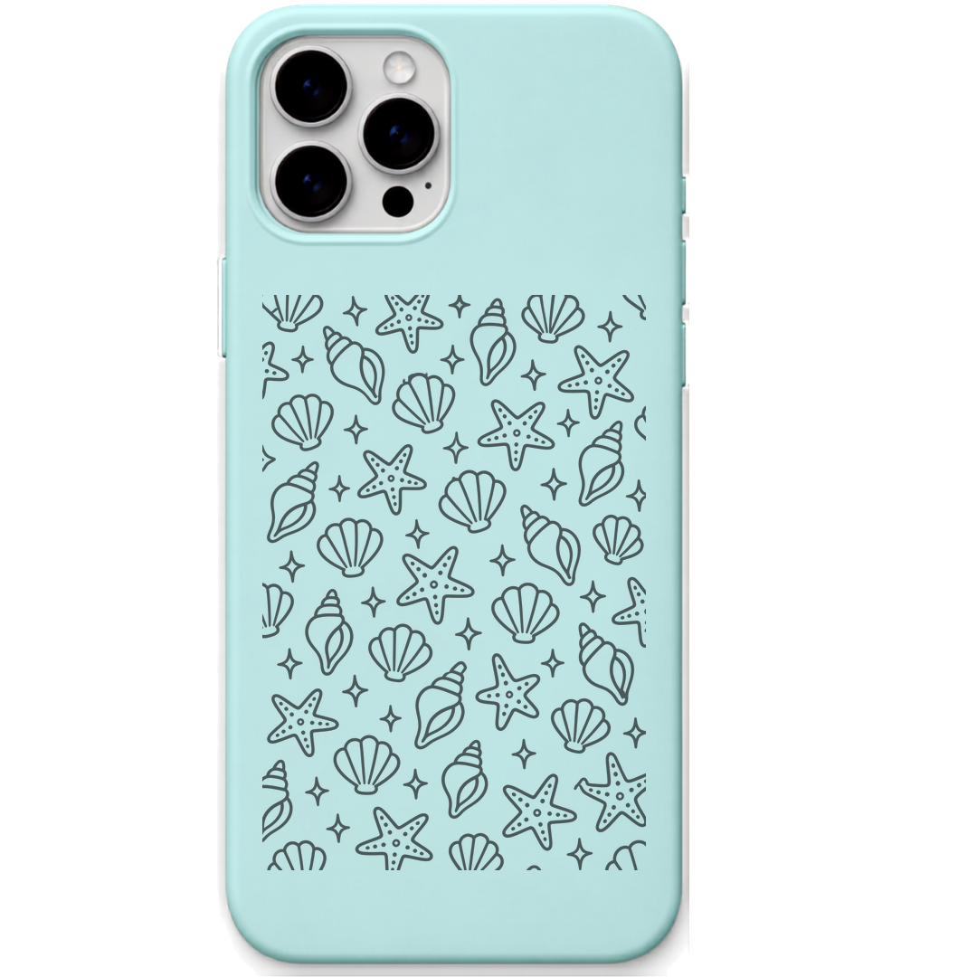 Seaside Pocket Finds engraved pastel silicone phone cover in Mint Green