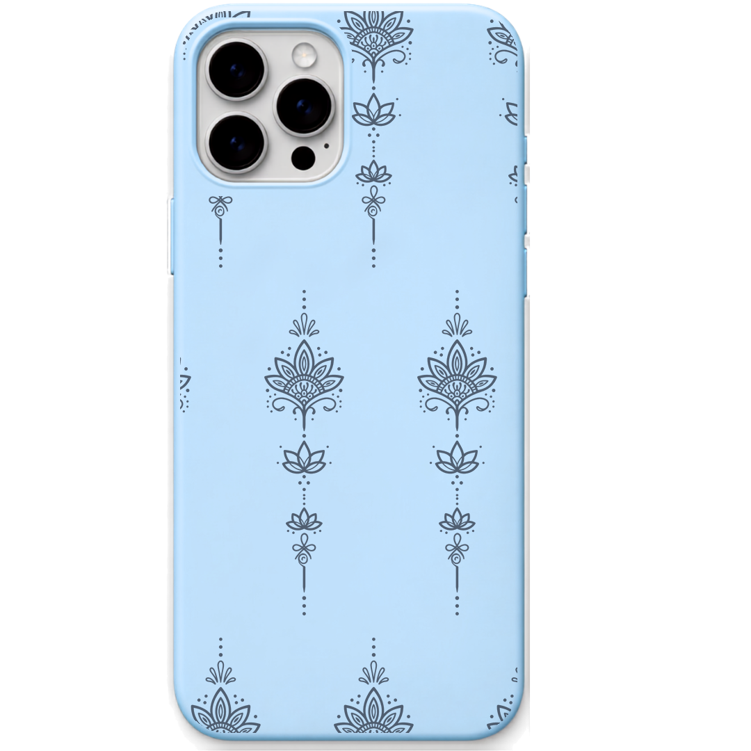Lotus Pendant engraved silicone phone cover in Sky Blue
