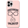 Overthinking Unlimited funny infinity quote engraved pastel silicone phone cover in Blush Pink