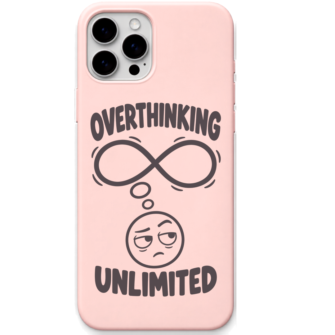 Overthinking Unlimited funny infinity quote engraved pastel silicone phone cover in Blush Pink