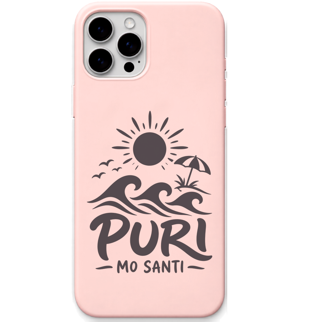 Puri Mo Santi Peace Club engraved pastel silicone phone cover in Blush Pink