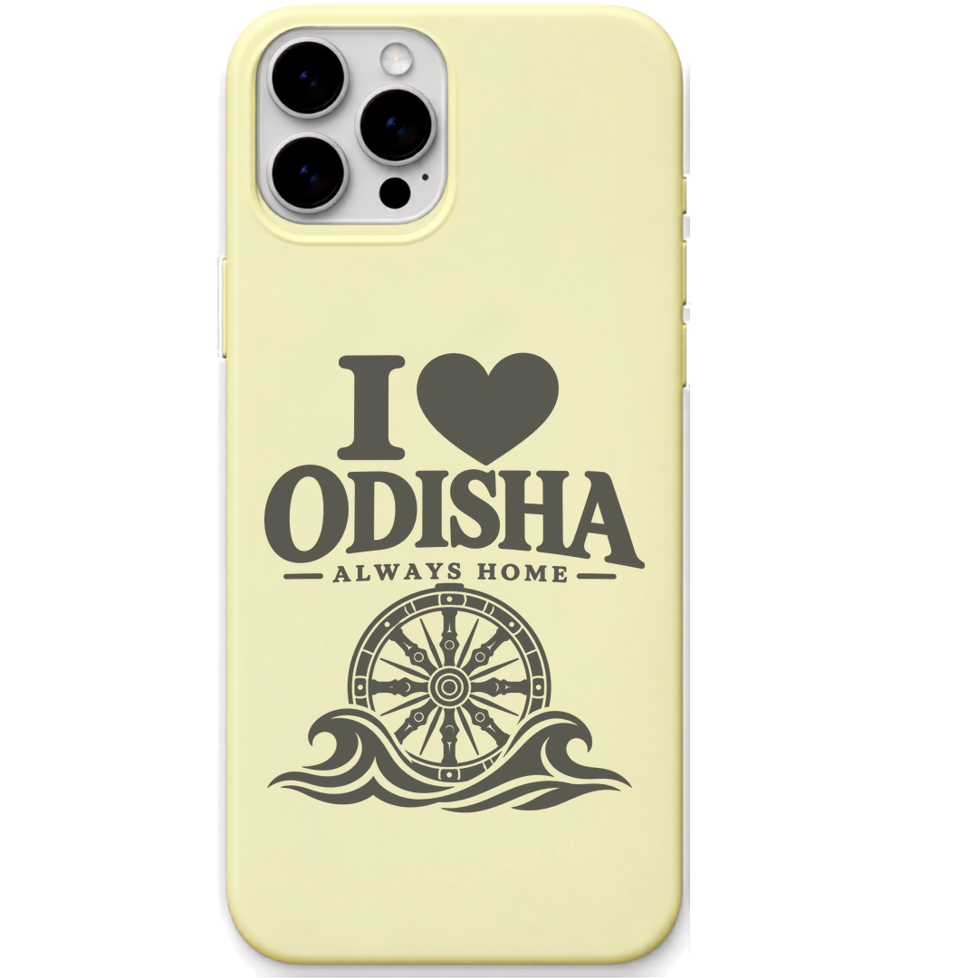 I Love Odisha Always Home engraved pastel silicone phone cover in Lemon Yellow