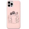 Dads Whole World dad two children line art engraved pastel silicone phone cover in Blush Pink