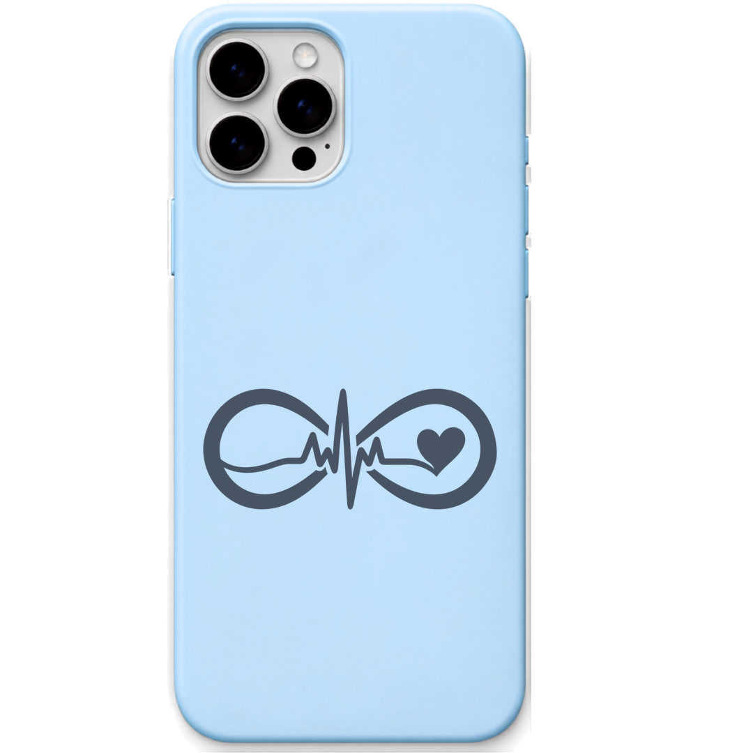 You Keep Me Going heartbeat infinity engraved pastel silicone phone cover in Sky Blue