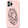 Wildflower Soul floral woman portrait engraved pastel silicone phone cover in Blush Pink
