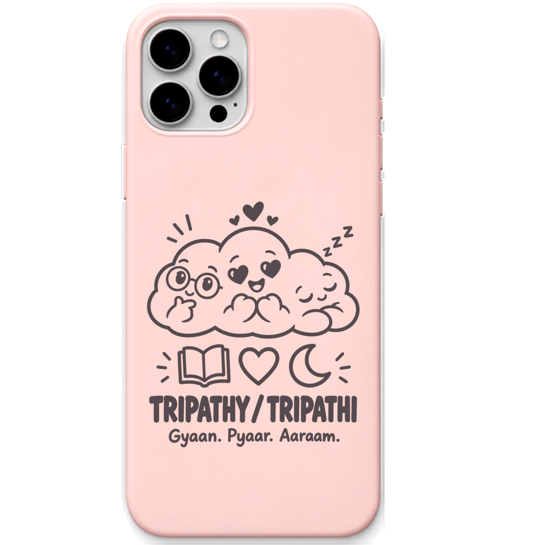 Tripathy Tripathi Gyaan Pyaar Aaraam engraved pastel silicone phone cover in Blush Pink