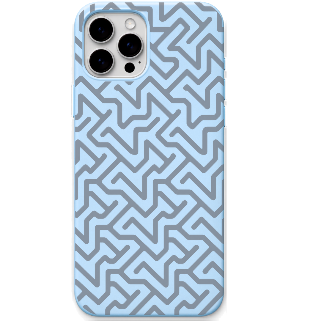 Connected Paths engraved silicone phone cover in Sky Blue