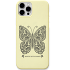 Roots With Wings Pattachitra Butterfly engraved pastel silicone phone cover in Lemon Yellow