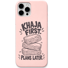Khaja First Plans Later engraved pastel silicone phone cover in Blush Pink