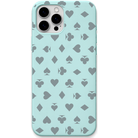 Card Suit Shuffle engraved silicone phone cover in Mint Green