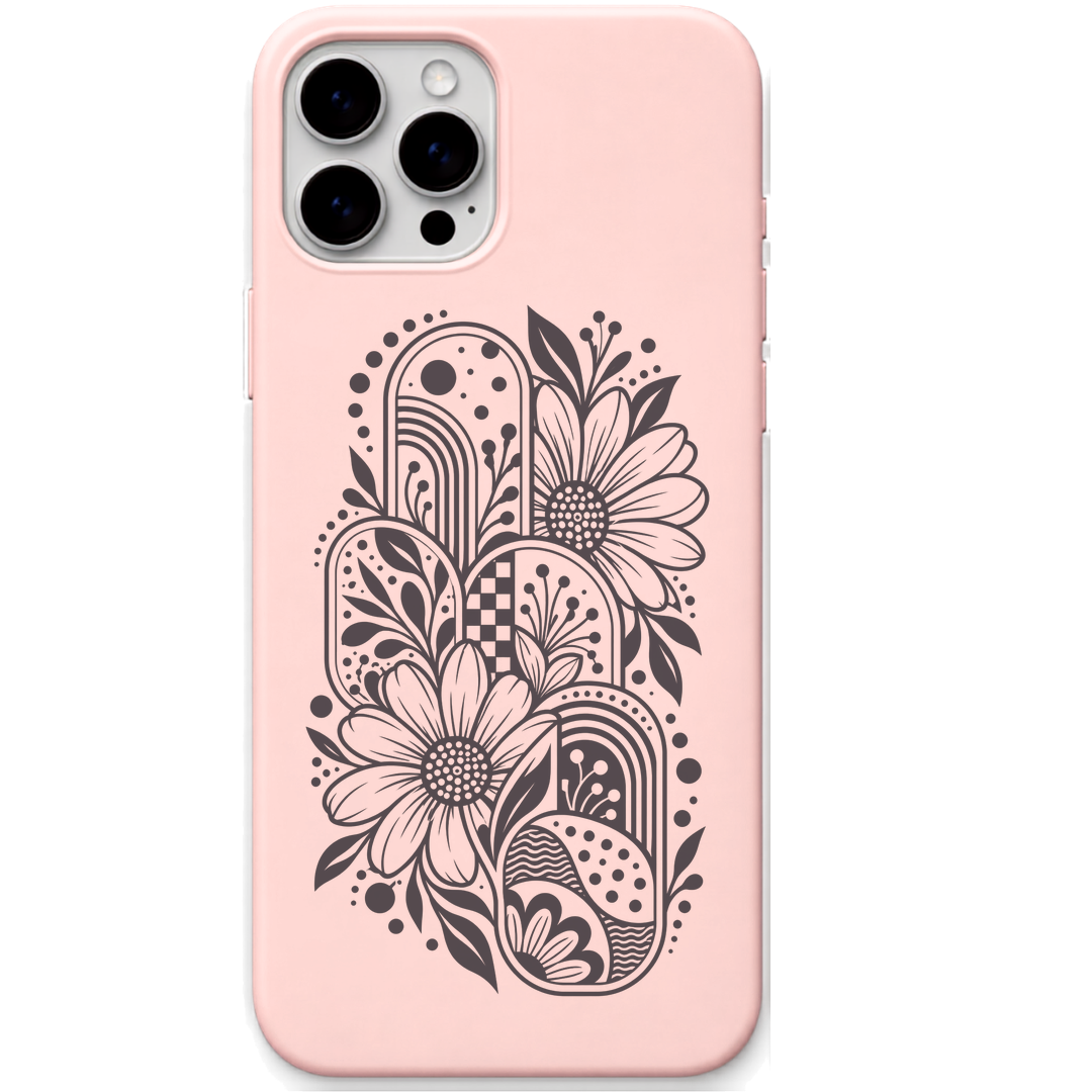 Bloom Mosaic floral paisley mosaic engraved pastel silicone phone cover in Blush Pink