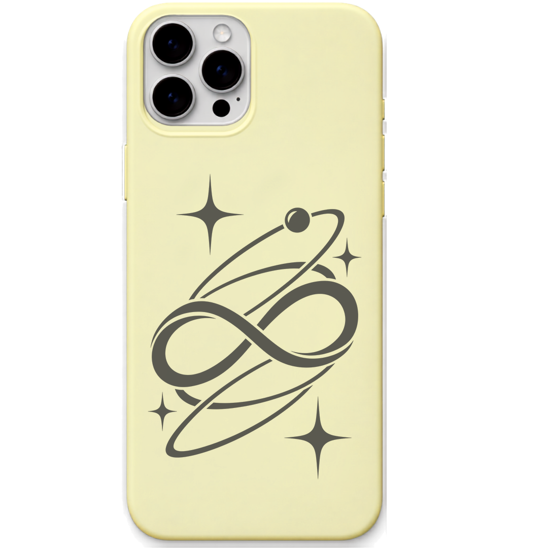 Infinite Orbit celestial infinity engraved pastel silicone phone cover in Lemon Yellow