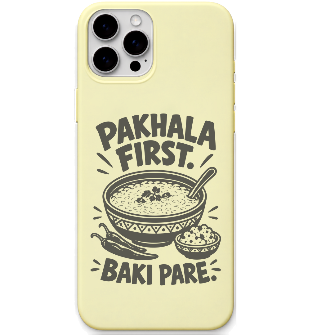 Pakhala First Baki Pare engraved pastel silicone phone cover in Lemon Yellow