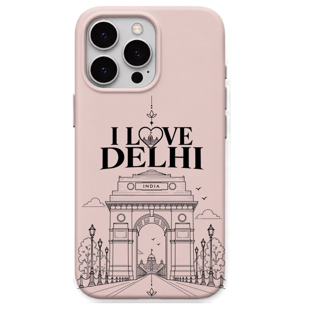 I Love Delhi regional Indian iPhone cover in Blush Pink