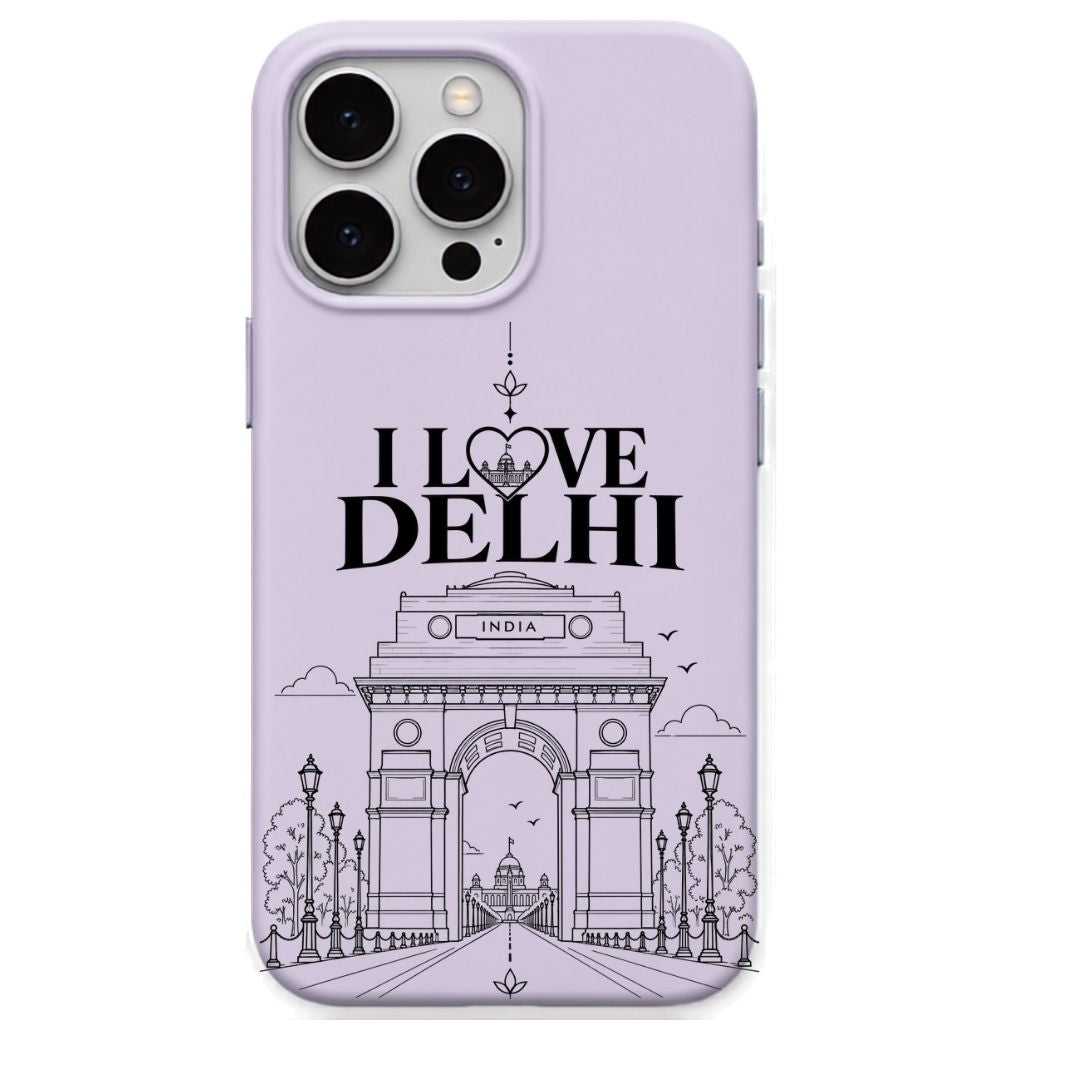 I Love Delhi regional Indian iPhone cover in Lavender