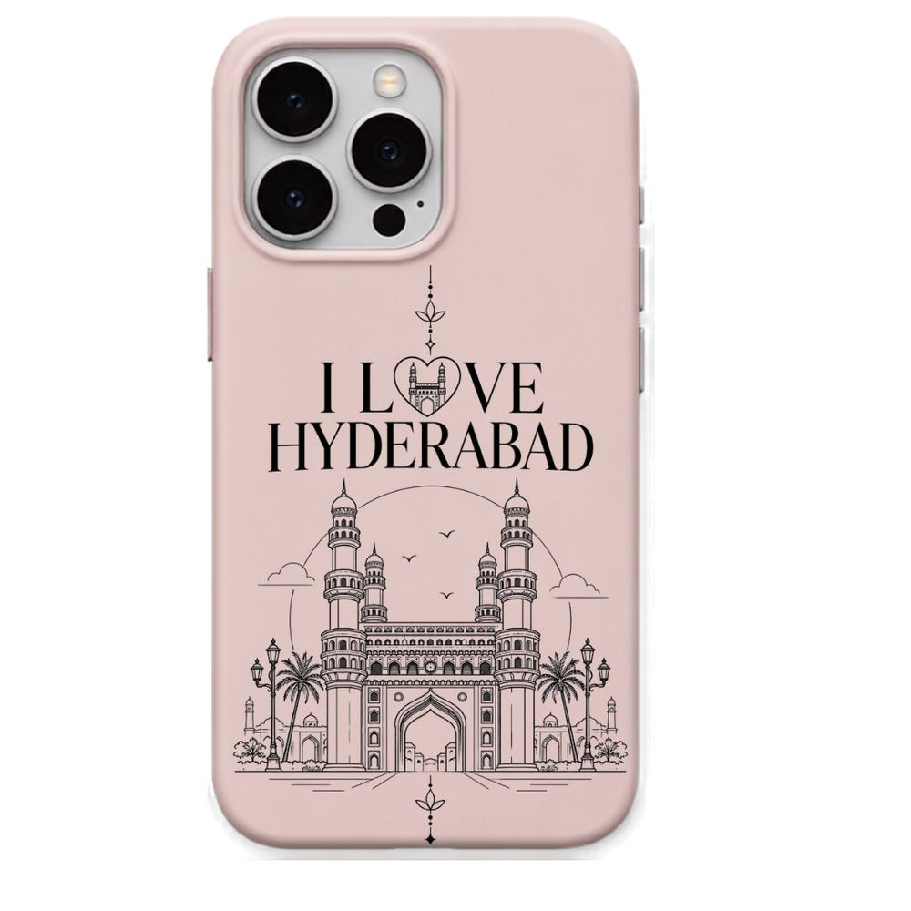I Love Hyderabad regional Indian iPhone cover in Blush Pink