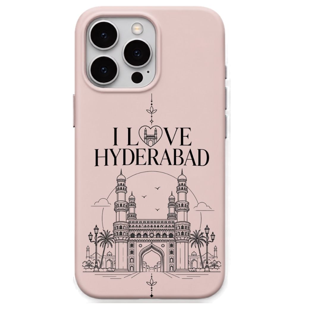 I Love Hyderabad regional Indian iPhone cover in Blush Pink