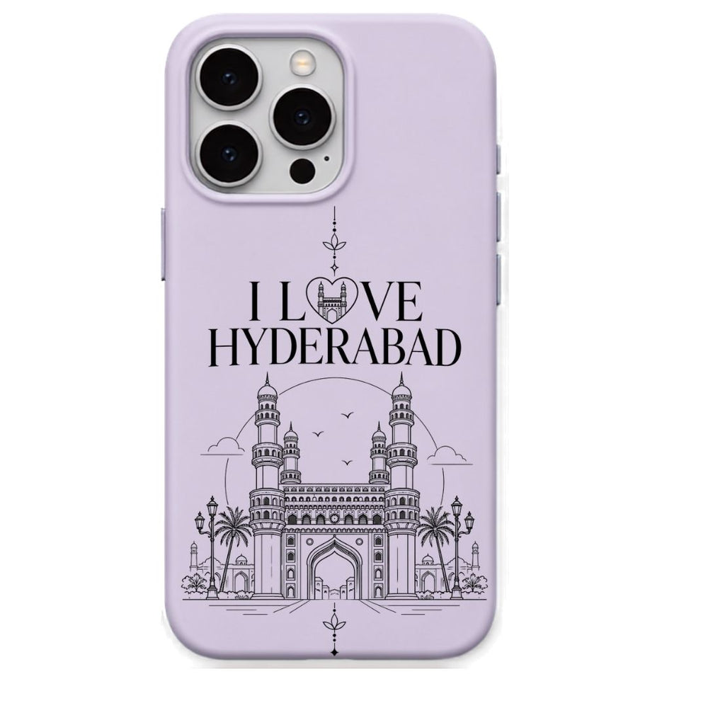 I Love Hyderabad regional Indian iPhone cover in Lavender