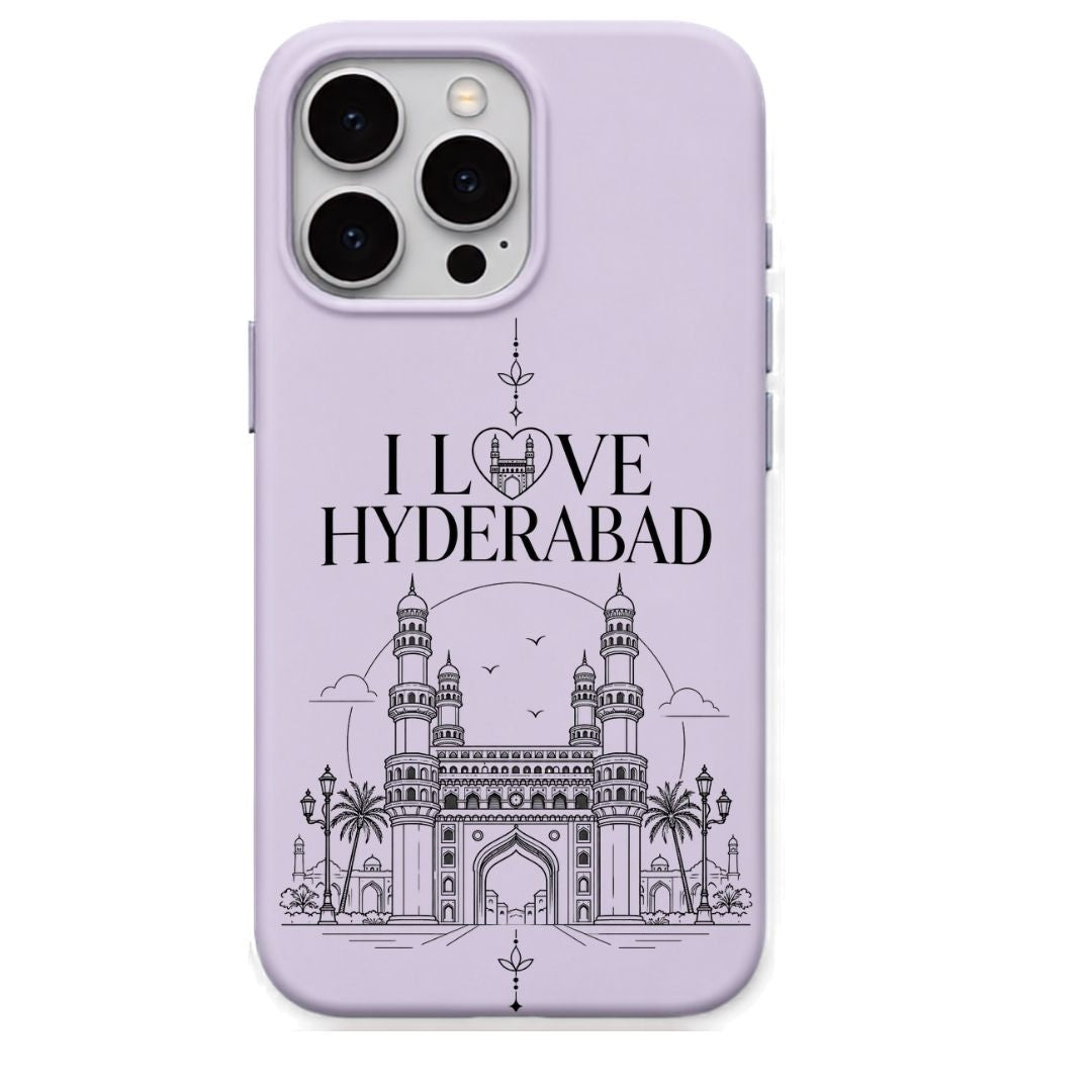 I Love Hyderabad regional Indian iPhone cover in Lavender
