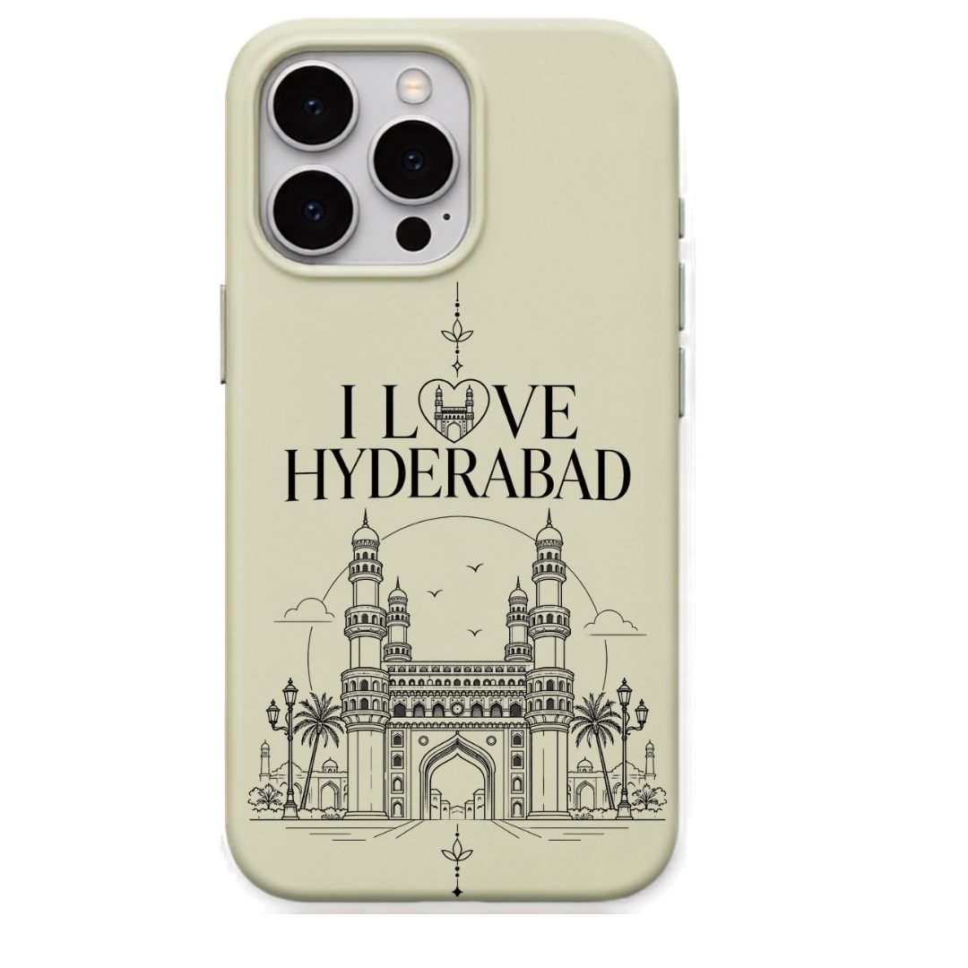 I Love Hyderabad regional Indian iPhone cover in Lemon Yellow