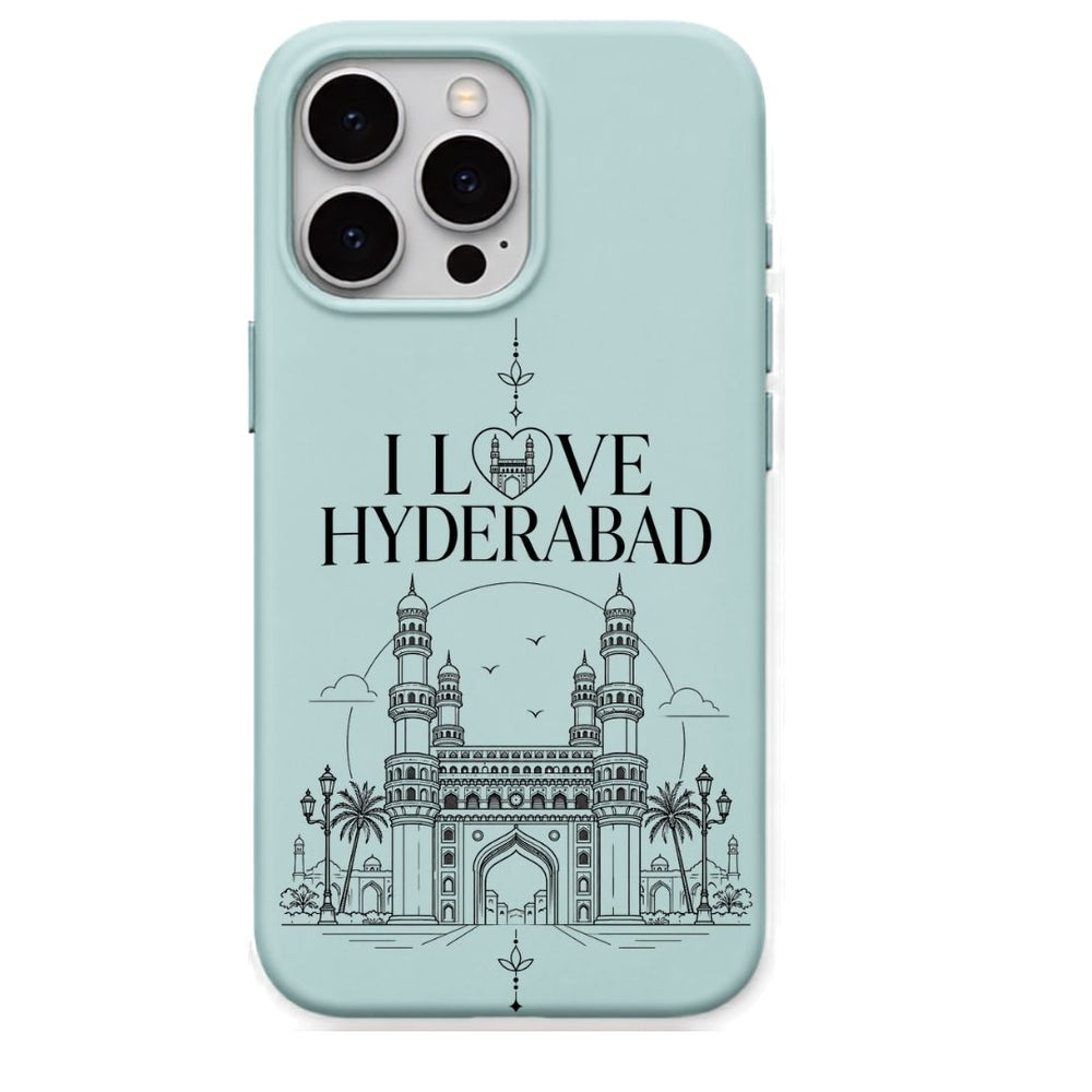 I Love Hyderabad regional Indian iPhone cover in Mint Green