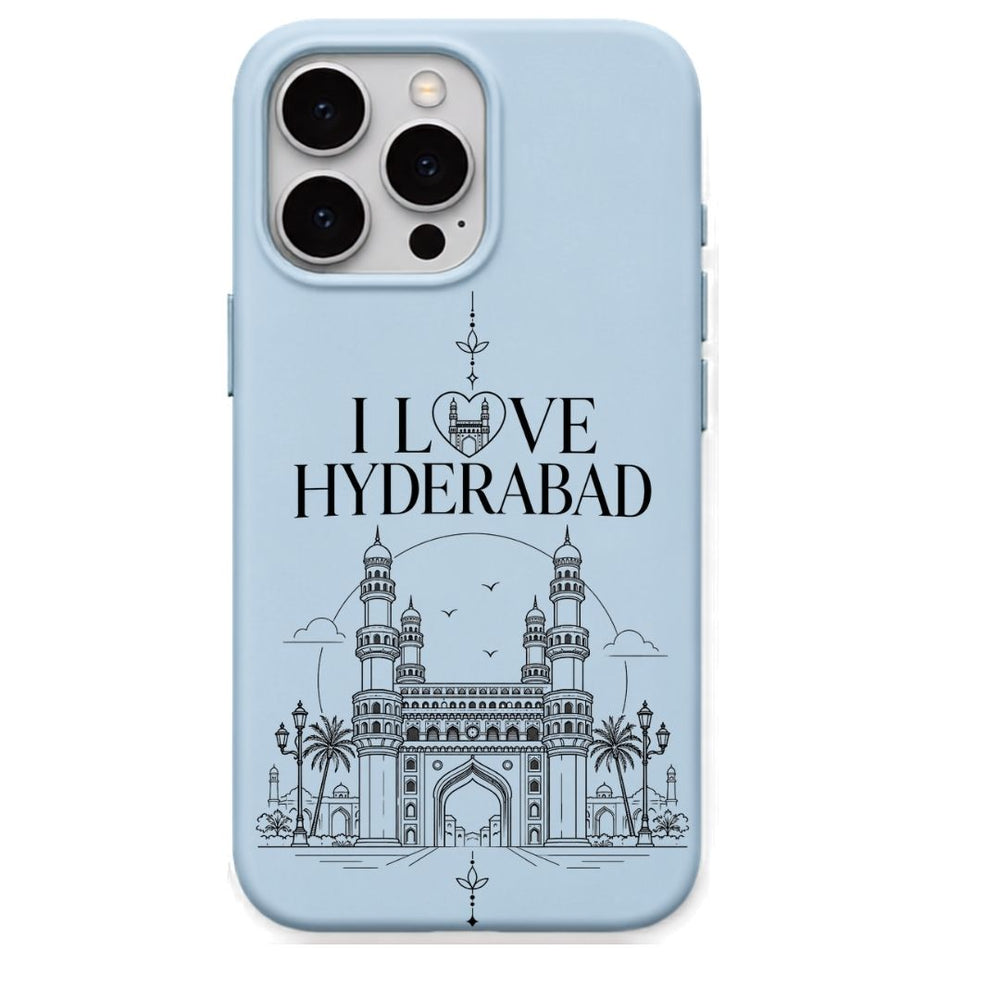 I Love Hyderabad regional Indian iPhone cover in Sky Blue