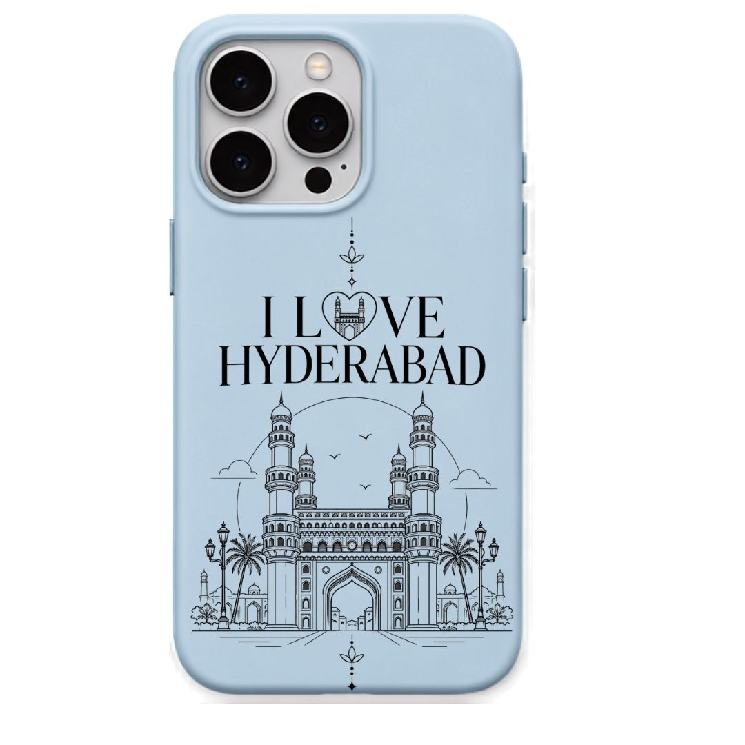 I Love Hyderabad regional Indian iPhone cover in Sky Blue