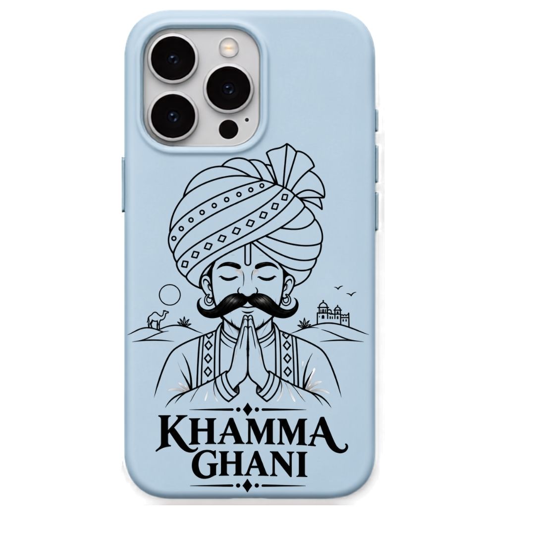 Khamma Ghani regional Indian iPhone cover in Sky Blue