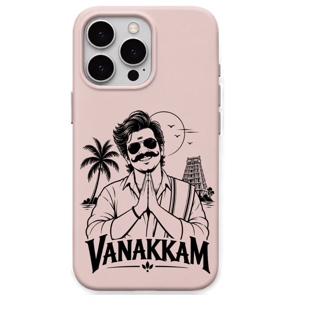 Vanakkam regional Indian iPhone cover in Blush Pink