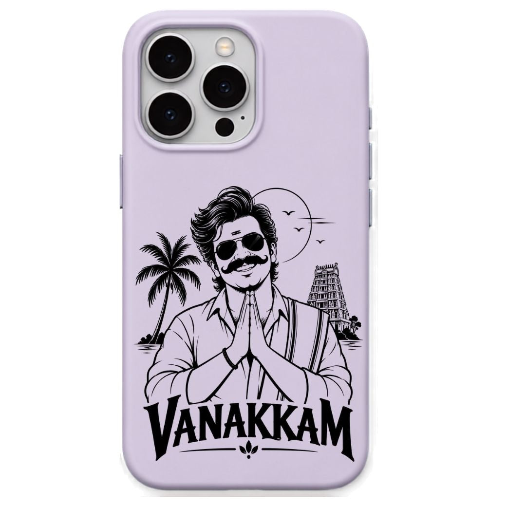 Vanakkam regional Indian iPhone cover in Lavender