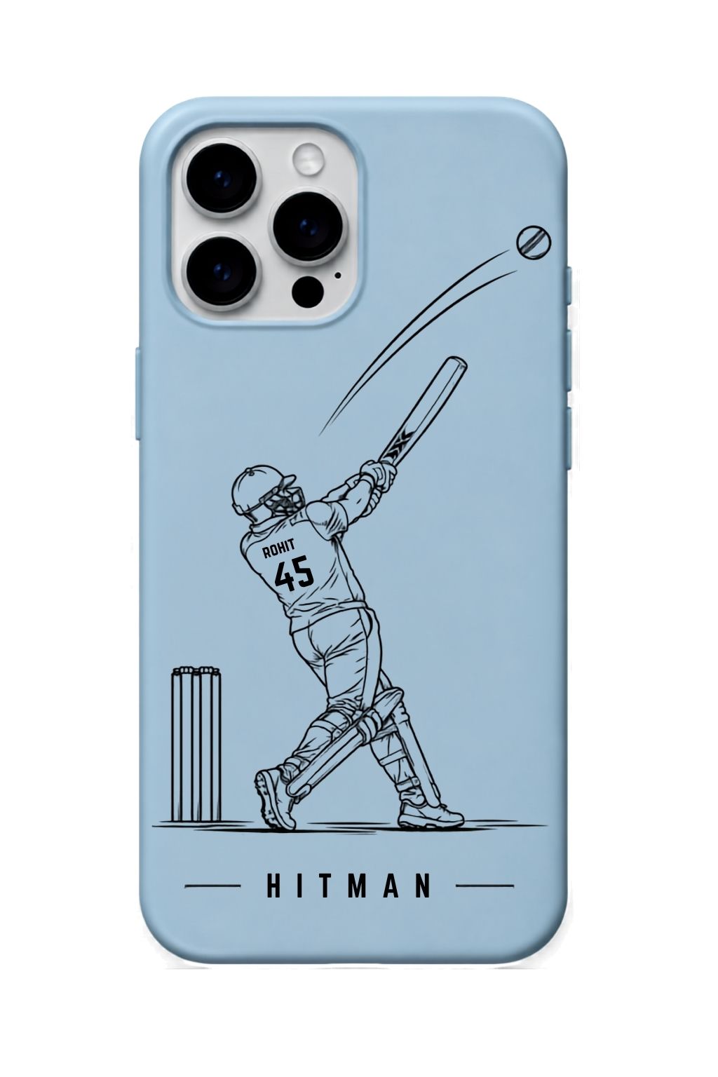 Rohit Sky Blue cricket mobile cover