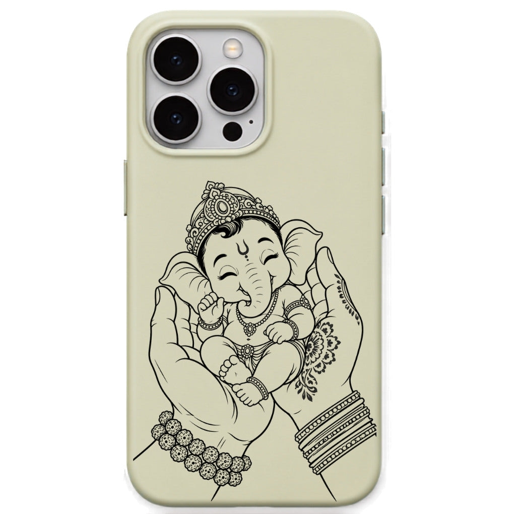 Ganesha Blessings phone cover in Lemon Yellow