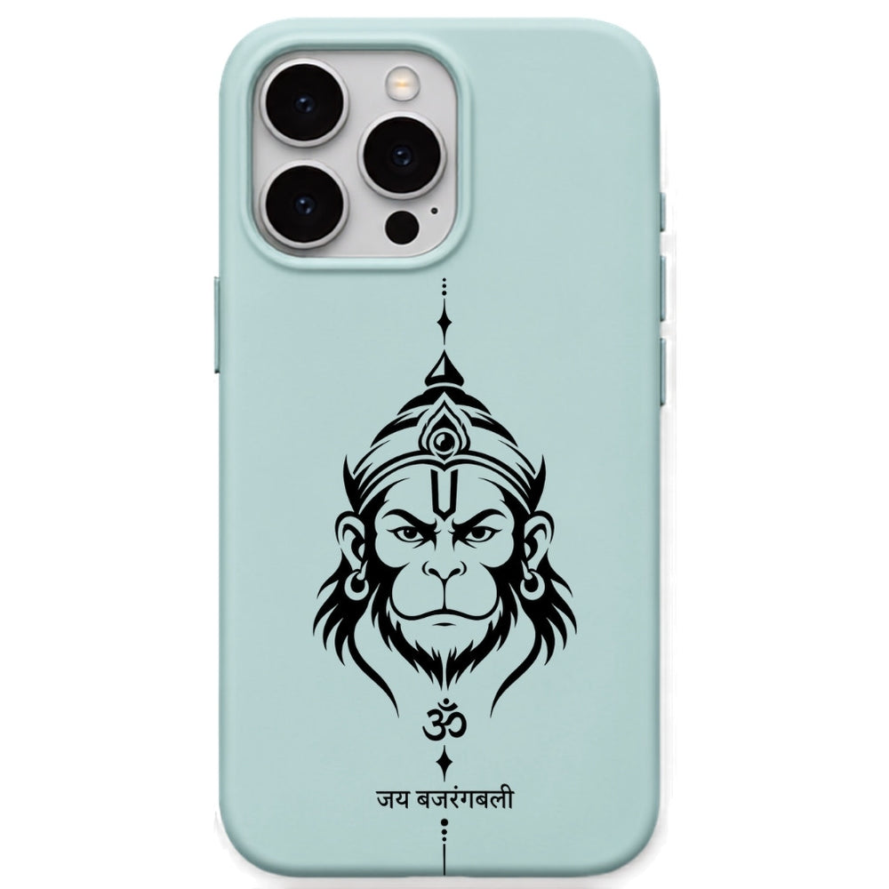 Jai Bajrangbali Hanuman phone cover in Mint Green