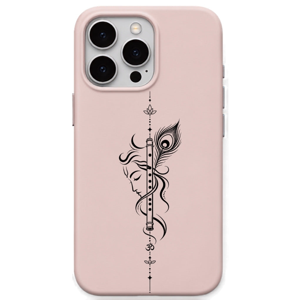 Krishna Flute & Peacock Feather phone cover in Blush Pink