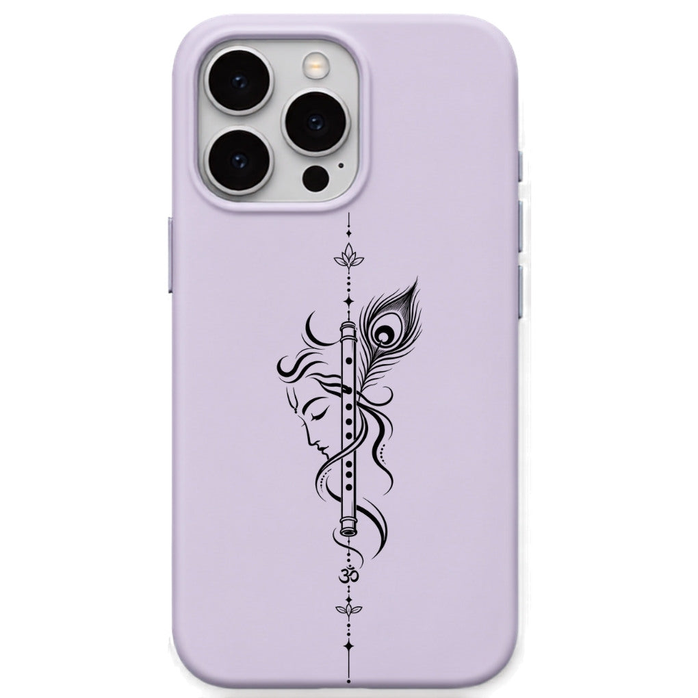 Krishna Flute & Peacock Feather phone cover in Lavender
